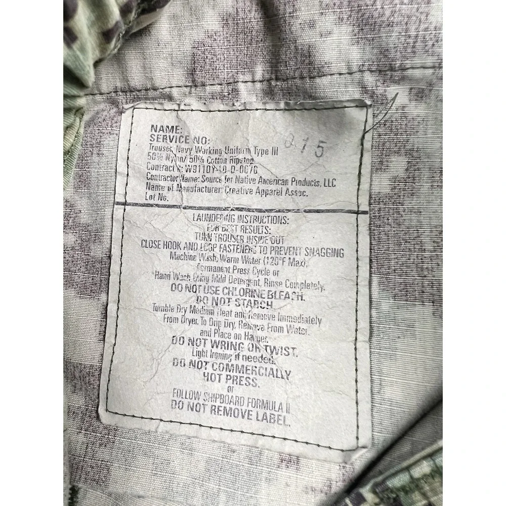 US Navy NWU Type III Trousers Small Short AOR2 Digital Camo USN Working Pants